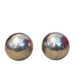 Set of 2 Pieces Mid‎ Century  Balls,Orbs, Spheres Hammered Style Stainless Steel